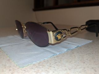 Vtg Gianni Versace Medusa Sunglasses Gld Metal Frame Very Special 2