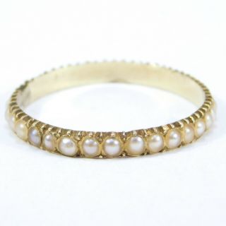 Early Victorian 10k Gold Seed Pearl Eternity Band Ring