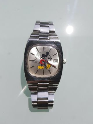 Rare Vintage Omega Silver Mickey Mouse Dial Date Automatic Man 