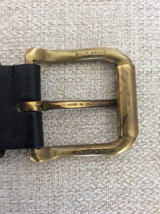 Vintage Versace Blace Belt,  brass Buckle. 3