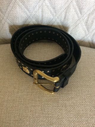 Vintage Versace Blace Belt,  brass Buckle. 4