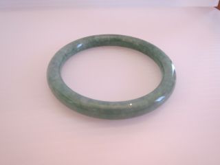 Chinese Peking Jade Color Glass Bangle Bracelet 9mmw & 2 " Int.  Diameter