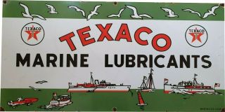 Porcelain Vintage Taxaco Marine Lubricants Sign Size 27 " X 12 " Inches