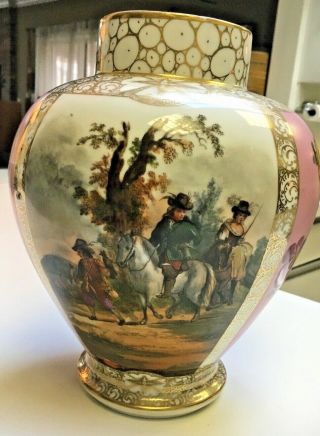 Antique Dresden Helena Wolfsohn Augustus Rex RA German Quatrefoil Hand PaintVase 4