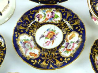 N979 ANTIQUE JOHN ROSE COALPORT TEASET TEA SERVICE COBALT BLUE GILT FLOWERS 4