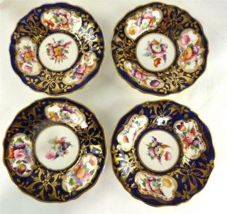 N979 ANTIQUE JOHN ROSE COALPORT TEASET TEA SERVICE COBALT BLUE GILT FLOWERS 6