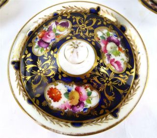 N979 ANTIQUE JOHN ROSE COALPORT TEASET TEA SERVICE COBALT BLUE GILT FLOWERS 7