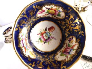 N979 ANTIQUE JOHN ROSE COALPORT TEASET TEA SERVICE COBALT BLUE GILT FLOWERS 9