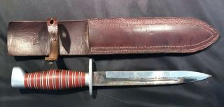 Wwii/ww2 Us Theater Made Fighting Knife,  Leather Sheath German Bayonet Blade