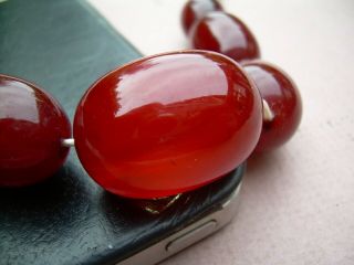 Antique Art Deco Cherry Amber Bakelite Bead Necklace 60.  67 grams. 7