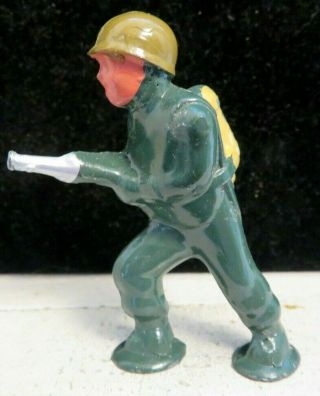 Barclay Lead Toy Pod Foot Soldier Flame Thrower In Green B - 262 Paint 2