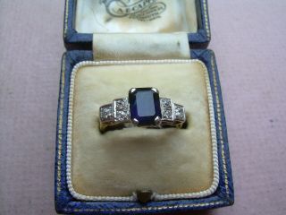 Antique Edwardian/art Deco 18ct Gold Sapphire & Diamond Ring Size K.
