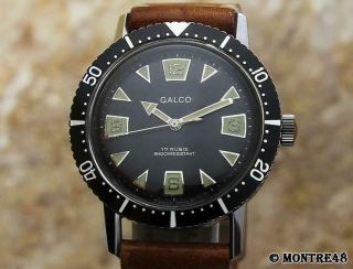Galco Galet And Co Swiss Made Men 38mm Stainless St Rare 1970 Vintage Watch Mj96