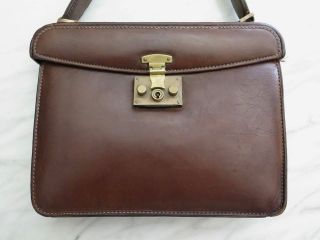 Gucci Vintage 1950s Collectible Brown Leather Hand Bag
