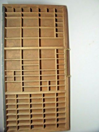 Vtg Wooden Printers Tray Drawer Shadow Box 89 Sections 24 1/2 " X 12 1/4 " X 1 1/4