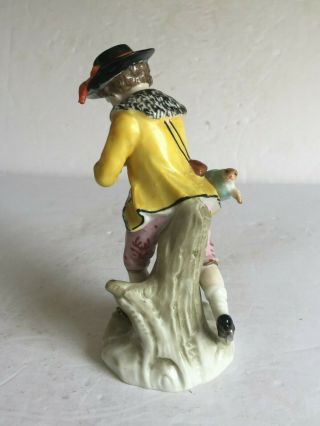 Antique German Meissen Dresden Porcelain Figurine Boy Skating with Bird Rabbit 5