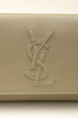 YVES SAINT LAURENT VTG Belle De Jour VE Beige Brown Leather Medium Clutch Purse 6