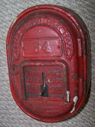 Antique Dodge Bros Fire Dept Gamewell Cast Iron Fire Alarm Box Vintage Heavy