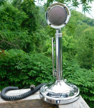 Vintage 8 Pin Silver Eagle Astatic Corp.  D - 104 Lollipop Desk Stand Microphone