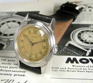Mens 1940s Movado WWII Military Taubert Borgel S/S Vintage Swiss Watch 4