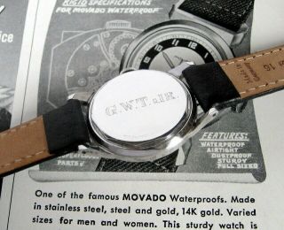 Mens 1940s Movado WWII Military Taubert Borgel S/S Vintage Swiss Watch 5