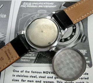 Mens 1940s Movado WWII Military Taubert Borgel S/S Vintage Swiss Watch 6