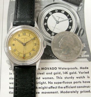 Mens 1940s Movado WWII Military Taubert Borgel S/S Vintage Swiss Watch 9