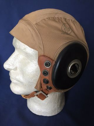 Wwii Army Air Forces Aaf Pilot’s Summer Flying Helmet Type An - H - 15 W/ Receivers
