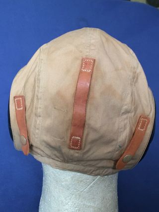 WWII ARMY AIR FORCES AAF PILOT’S SUMMER FLYING HELMET TYPE AN - H - 15 W/ RECEIVERS 5
