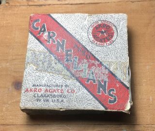 Marbles: Vintage Akro Agate Box Of Carnelians