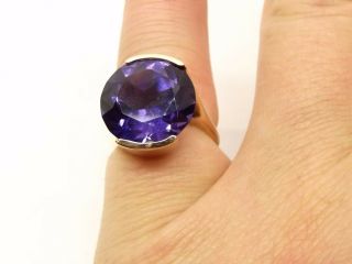 Vtg 14K Gold Color Change Sapphire Ring Sz 5.  75 Huge Stone Cocktail Estate Bezel 10