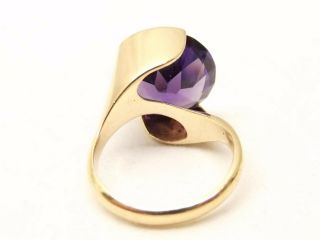 Vtg 14K Gold Color Change Sapphire Ring Sz 5.  75 Huge Stone Cocktail Estate Bezel 3