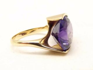 Vtg 14K Gold Color Change Sapphire Ring Sz 5.  75 Huge Stone Cocktail Estate Bezel 4