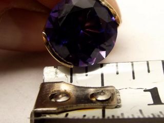 Vtg 14K Gold Color Change Sapphire Ring Sz 5.  75 Huge Stone Cocktail Estate Bezel 9