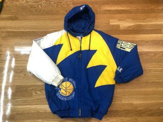 Vintage Golden State Warriors Sharktooth Jacket Logo Athletic M Xl Starter Chalk