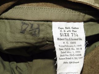 Us Army Ww2 M - 1943 " Patrol " Cap Size 7 1/4 