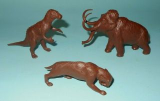 1950s Marx Prehistoric Play Set Flat Dark Brown Plastic 2nd Series Dinosaurs