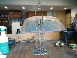 Antique Vintage Art Nouveau Flower Cast Iron Table Top Lamp Base