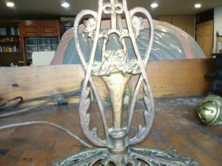 Antique Vintage Art Nouveau Flower Cast Iron Table Top Lamp Base 2