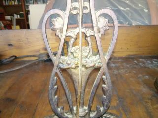 Antique Vintage Art Nouveau Flower Cast Iron Table Top Lamp Base 7