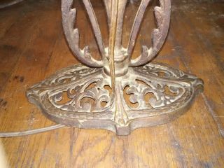 Antique Vintage Art Nouveau Flower Cast Iron Table Top Lamp Base 8