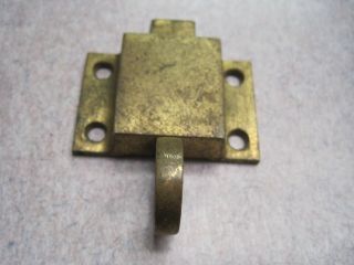 Vintage Antique Brass Ring Finger Pull Window or Cabinet Door Latch 3