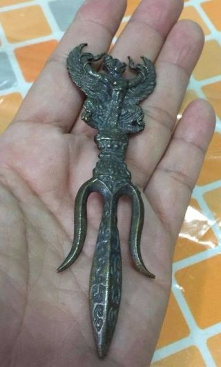 Meed Head Vishnu Song Garuda Thai Buddha Amulet Knife Holy Magic Old Powerful 1