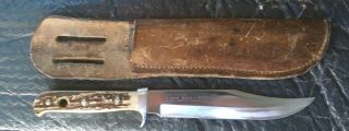 Vintage Puma Pumaster Bowie Knife Germany Bone Handle 6396 W Sheath