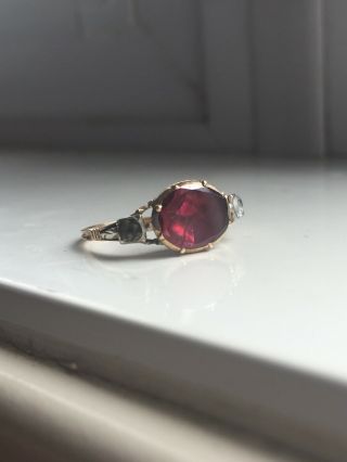 Georgian Style Foiled Back Flat Cut Garnet Ring