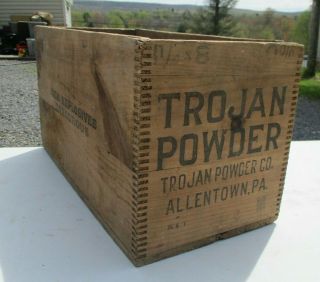 Trojan Powder High Explosives Crate Wooden Box 50lbs Allentown,  Pa