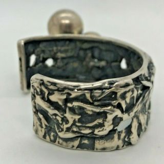 FINE VINTAGE MODERNIST RACHEL GERA 920 SILVER CUFF BRUTALIST BRACELET - BUBBLES 4