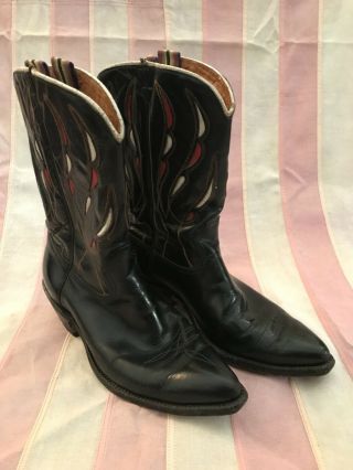 Mens Vintage 50s Acme Leather Cowboy Boots Sz: 8.  5 D 3