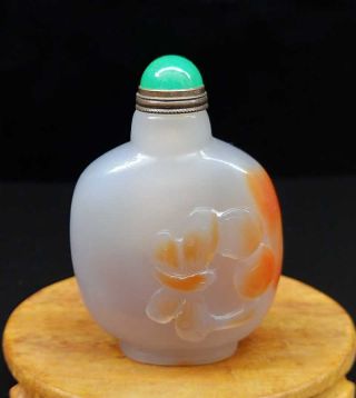 3.  43 " Natural Agate Jade Snuff Bottles Exquisite Hand - Carved Statue
