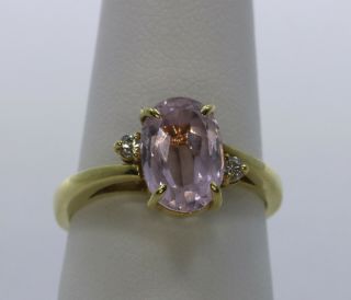 Vintage 18k Yellow Gold 3 Carat Kunzite Diamond Ring